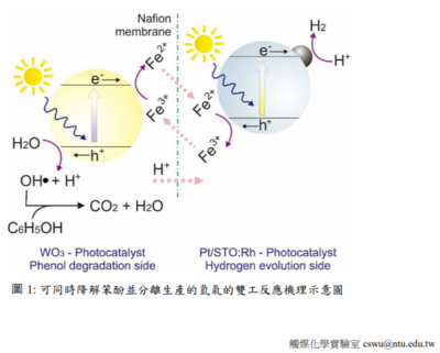 A dual-function photocatalytic system for simultaneous separating hydrogen from water splitting and photocatalytic degradation of phenol in a twin-reactor：李端行